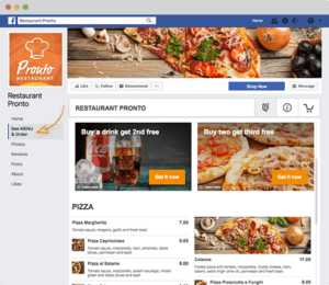 Restaurant und Lieferdienst bestellungen über Facebook